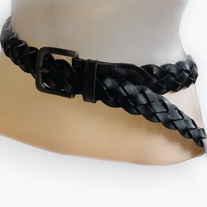 Child-Sized Black Leather Braided Belt Lands’ End Quality Classic ~ XL Kid